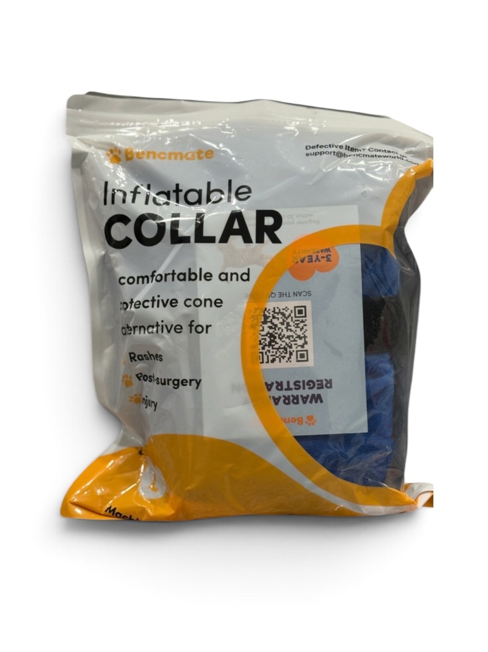 NWT Blue Inflatable Pet Collar Comfortable Protective Recovery Cone.Size Large